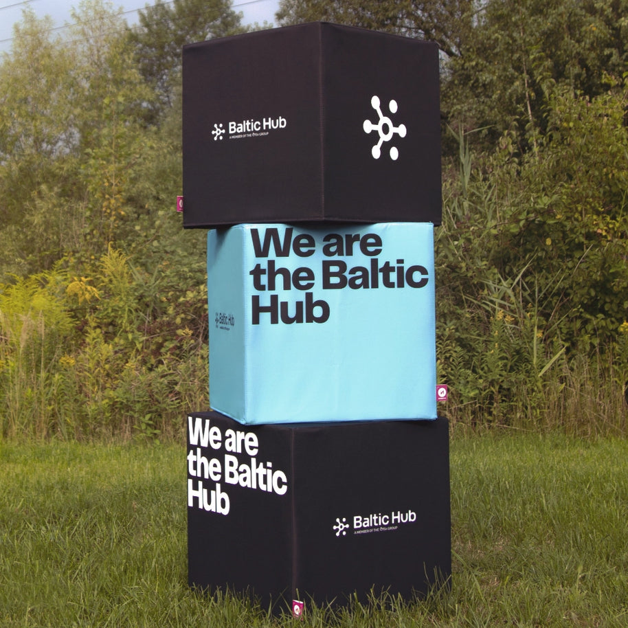 Sitzwürfel mit Logo bedruckt