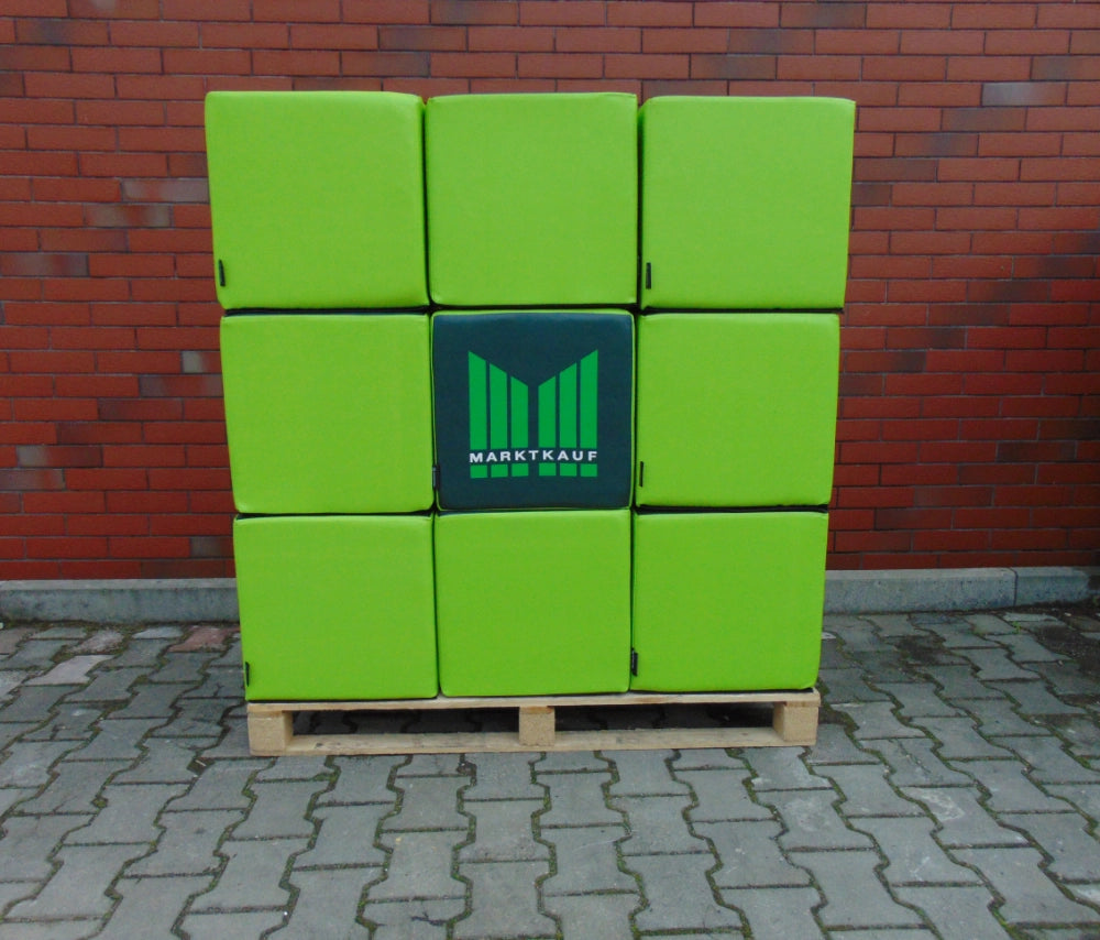 Logo bedruckte Sitzwürfel 45x45x45 Kunstleder
