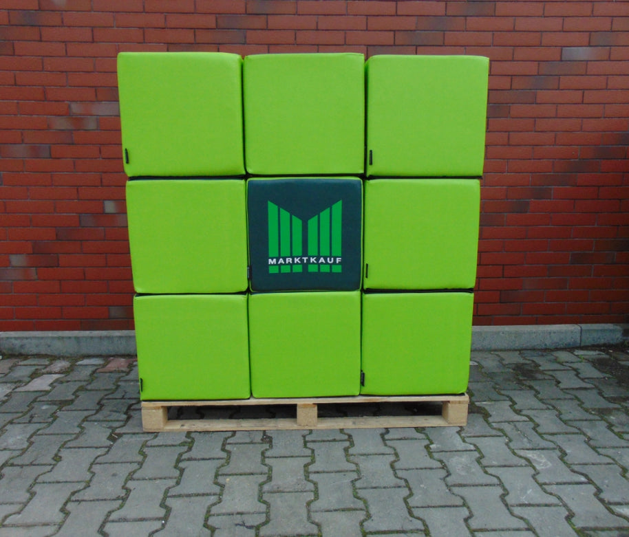 Logo bedruckte Sitzwürfel 45x45x45 Kunstleder