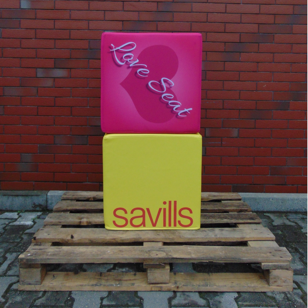 Sitzwürfel 50x50 mit Logodruck Kunstleder