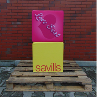 Sitzwürfel 50x50 mit Logodruck Kunstleder