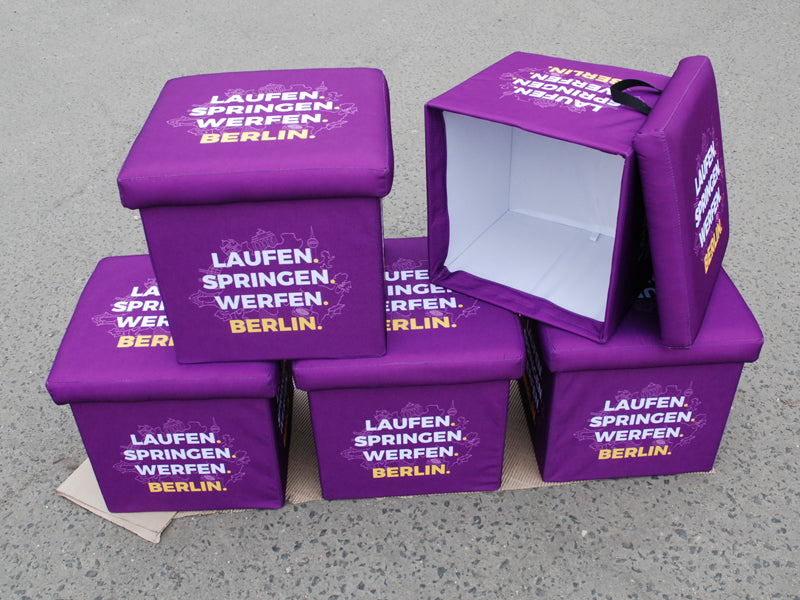 faltbarer Sitzwürfel mit Wunschmotiv