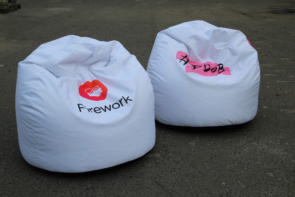 Runder Sitzsack mit Logodruck aus Polyester