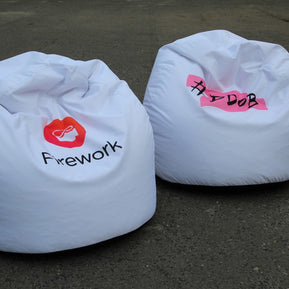 Runder Sitzsack mit Logodruck aus Polyester