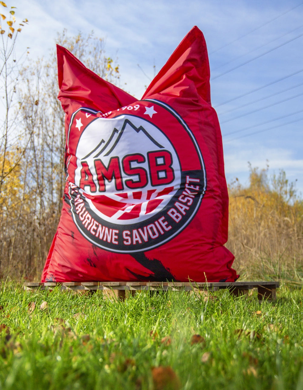 Sitzsack mit Branding rechteckig bedruckt