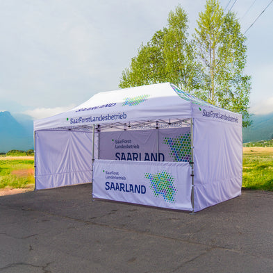 Logozelt 3x6m mit Hallbwand und 3 Seitenwänden
