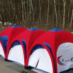 Werbezelt luftdicht bedruckt 6x6m
