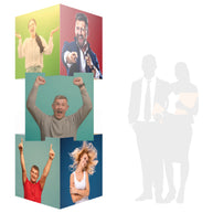 Display Würfelturm aus Karton Würfeln mit Logodruck 85x85cm