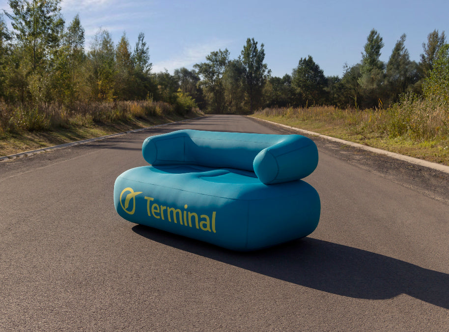 Werbung Sofa aufblasbar Logodruck