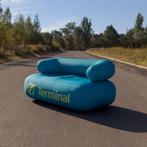 Werbung Sofa aufblasbar Logodruck