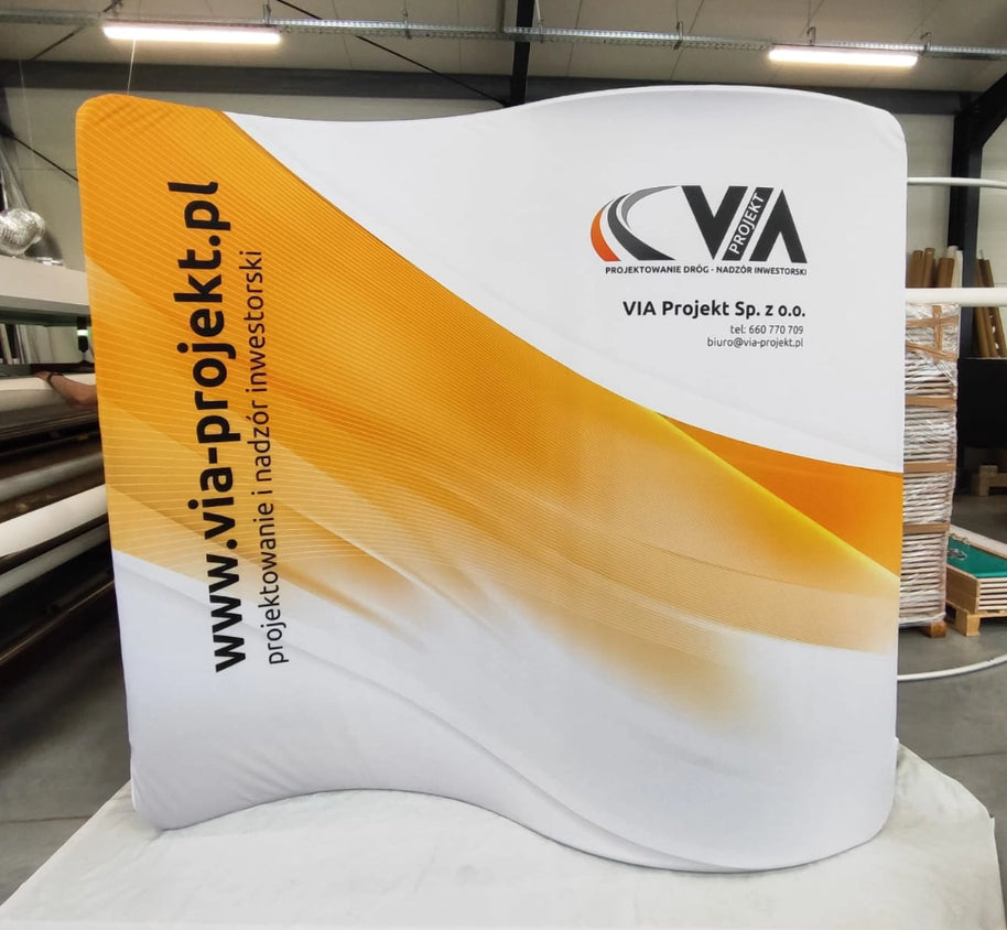 Displaywand 250 Wave bedruckt