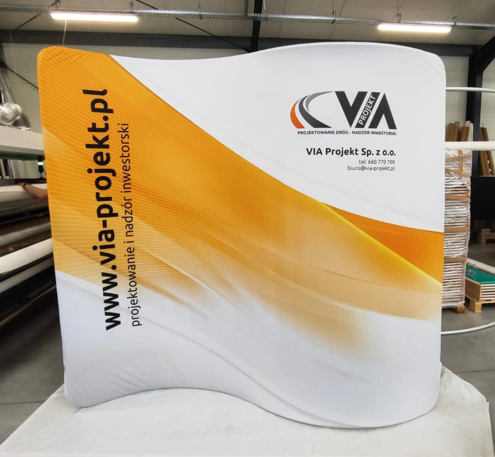 Displaywand 250 Wave bedruckt