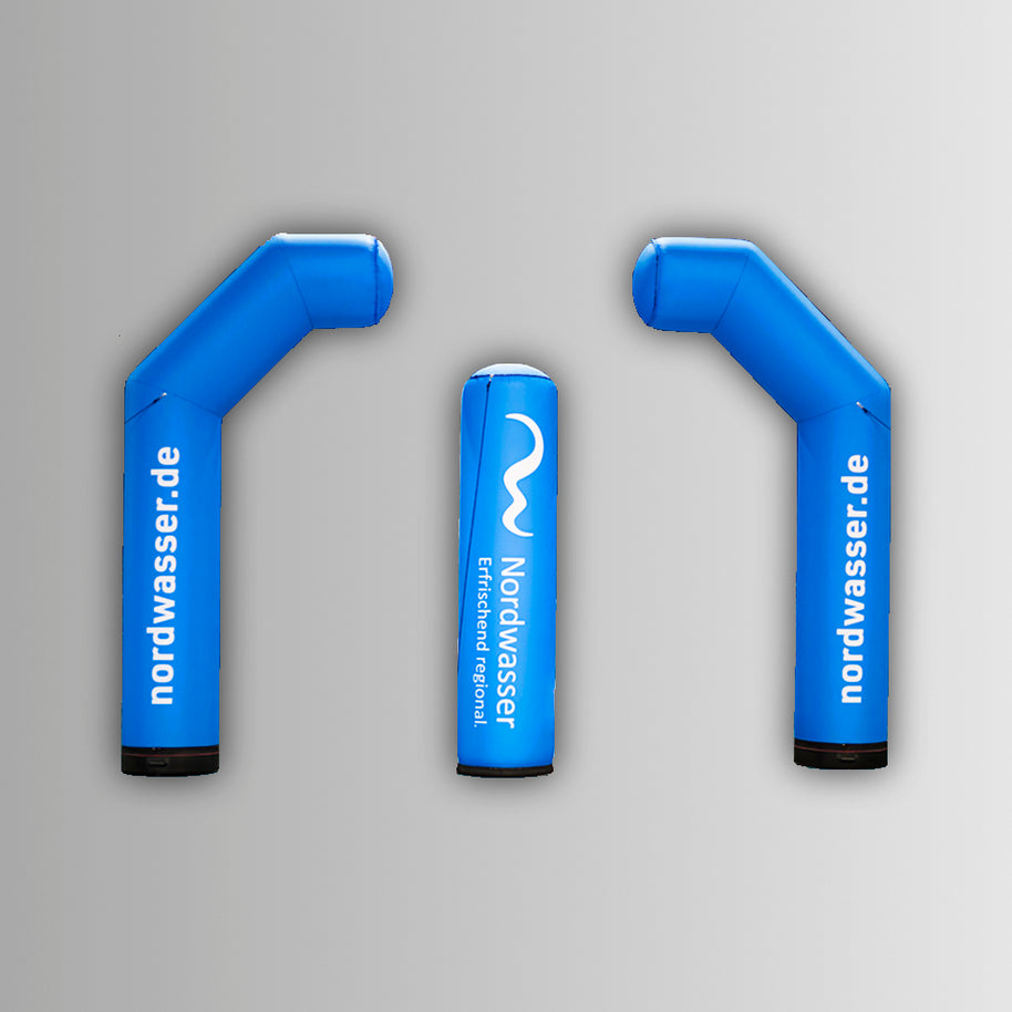 Pneumatischer Startbogen 4iin1 mit Werbesäule Logo bedruckt