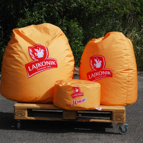 Sitzsack und Fußhocker logo bedruckt