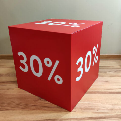 Karton Würfel 50x50 mit Sale Muster 30%