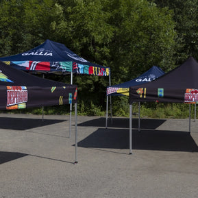 Faltpavillons 3x3 mit Logodruck am Dach