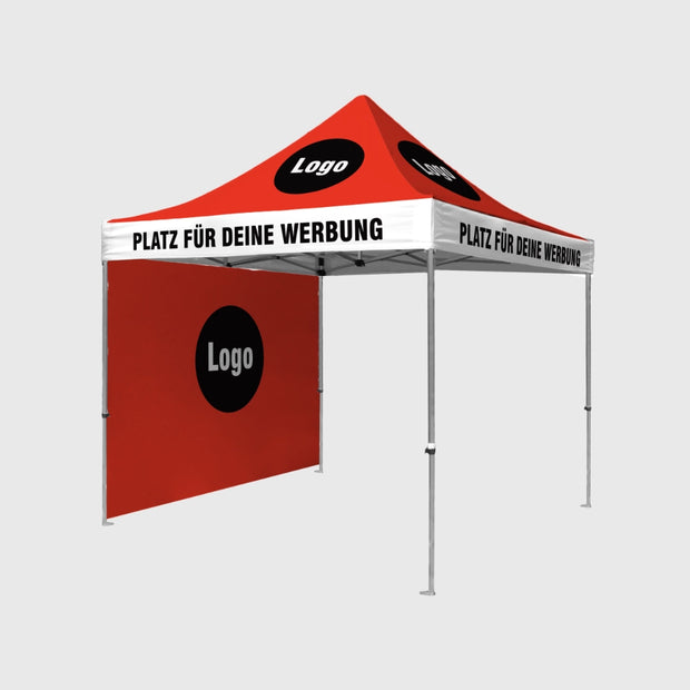Promo Faltpavillon 3x3 mit beidseitig bedruckter Rückwand