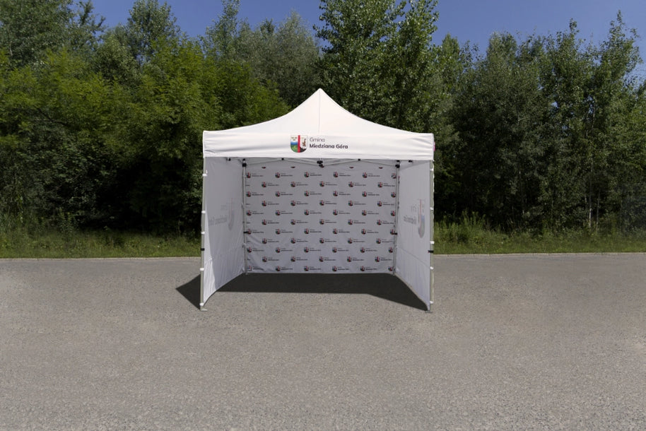 Pavillon 3x3 logo bedruckt mit Rückwand