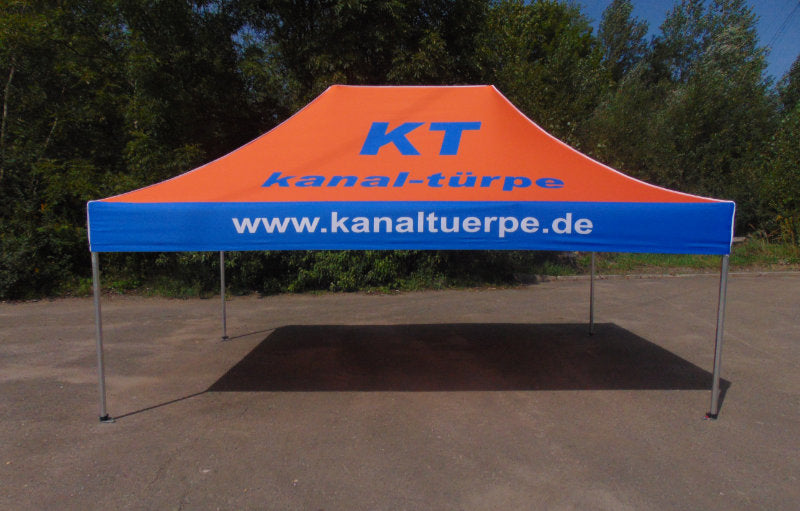 Faltzelt 3×4 mit Logodruck am Dach