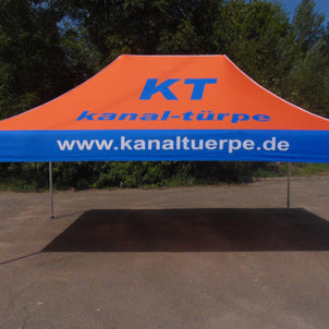 Faltzelt 3×4 mit Logodruck am Dach