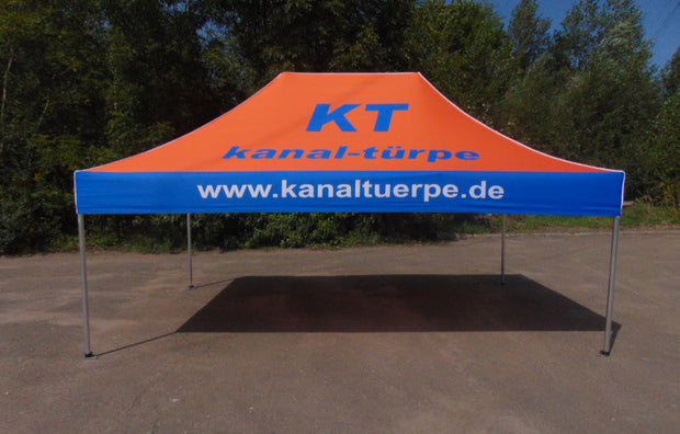 Faltzelt 3×4 mit Logodruck am Dach