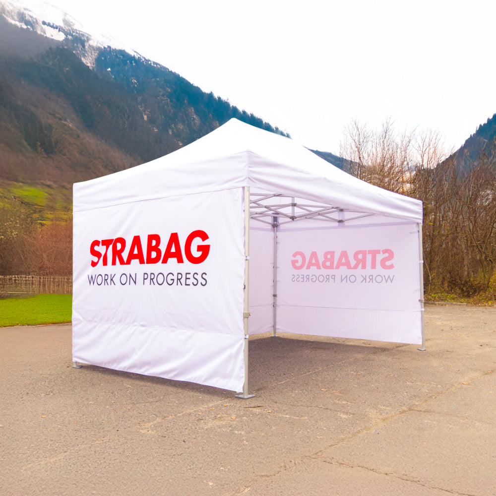 Bedrucktes Faltpavillon 3x4 mit 3 Seitenwänden