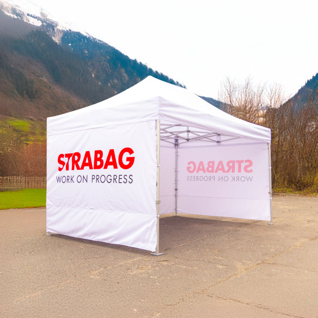 Bedrucktes Faltpavillon 3x4 mit 3 Seitenwänden