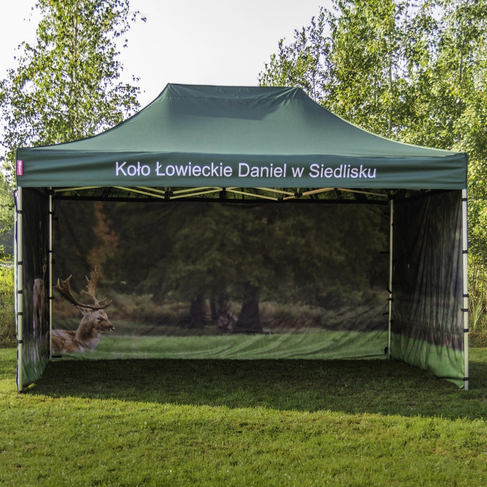 Doppelseitig bedrucktes Faltzelt 3x4m
