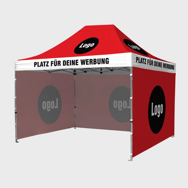Messezelt Premium Pro 54x54mm der Größe 4x6m mit bedruckten Seitenwänden