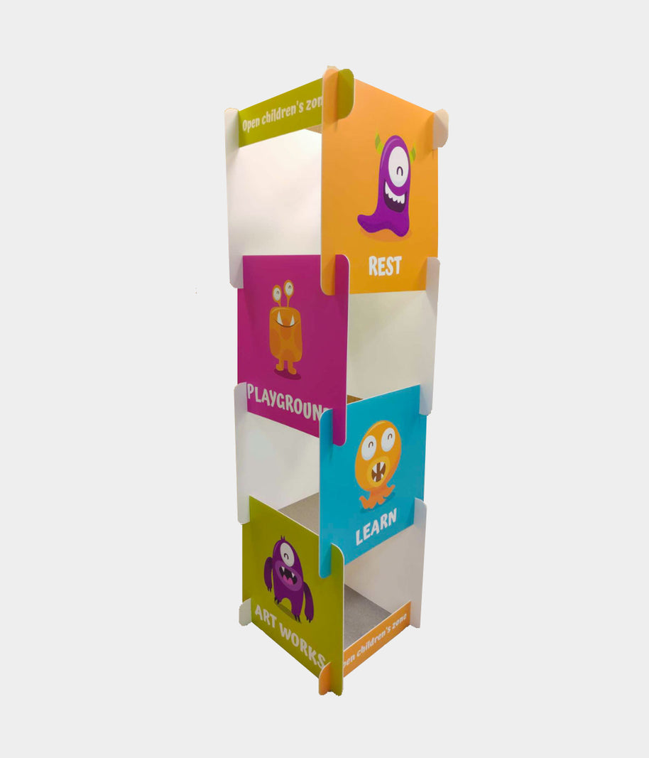 Modul Totem aus Karton indviduell mit Logo bedruckt