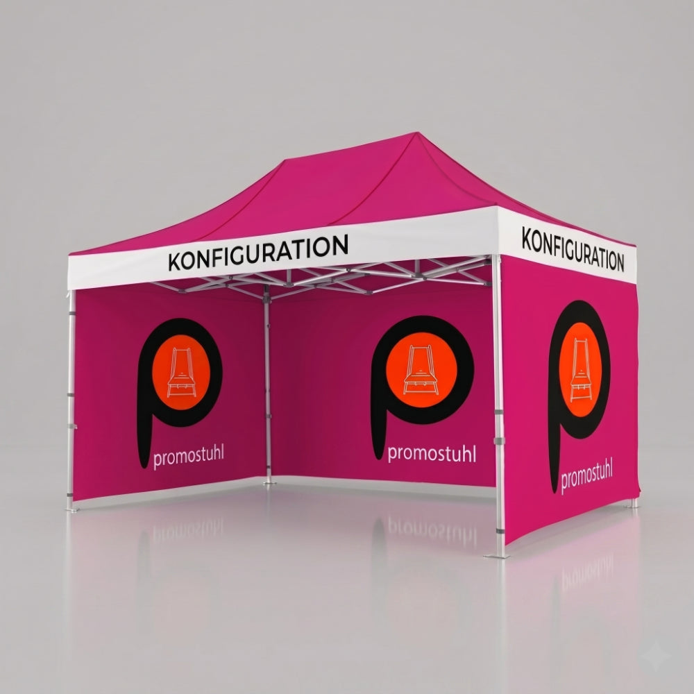 Faltzelt 3x4,5m mit Logodruck konfigurieren - Promostuhl Schnellbestellung