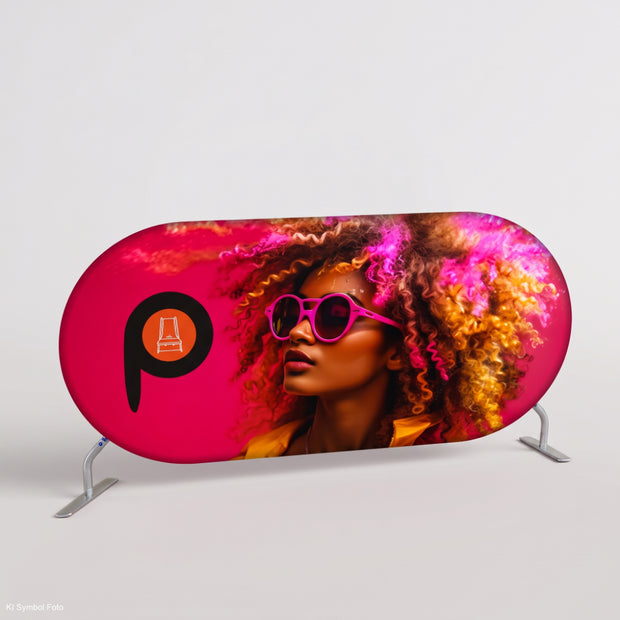 Ovaler Werbebanner 100x230cm individuell beidseitig bedruckt